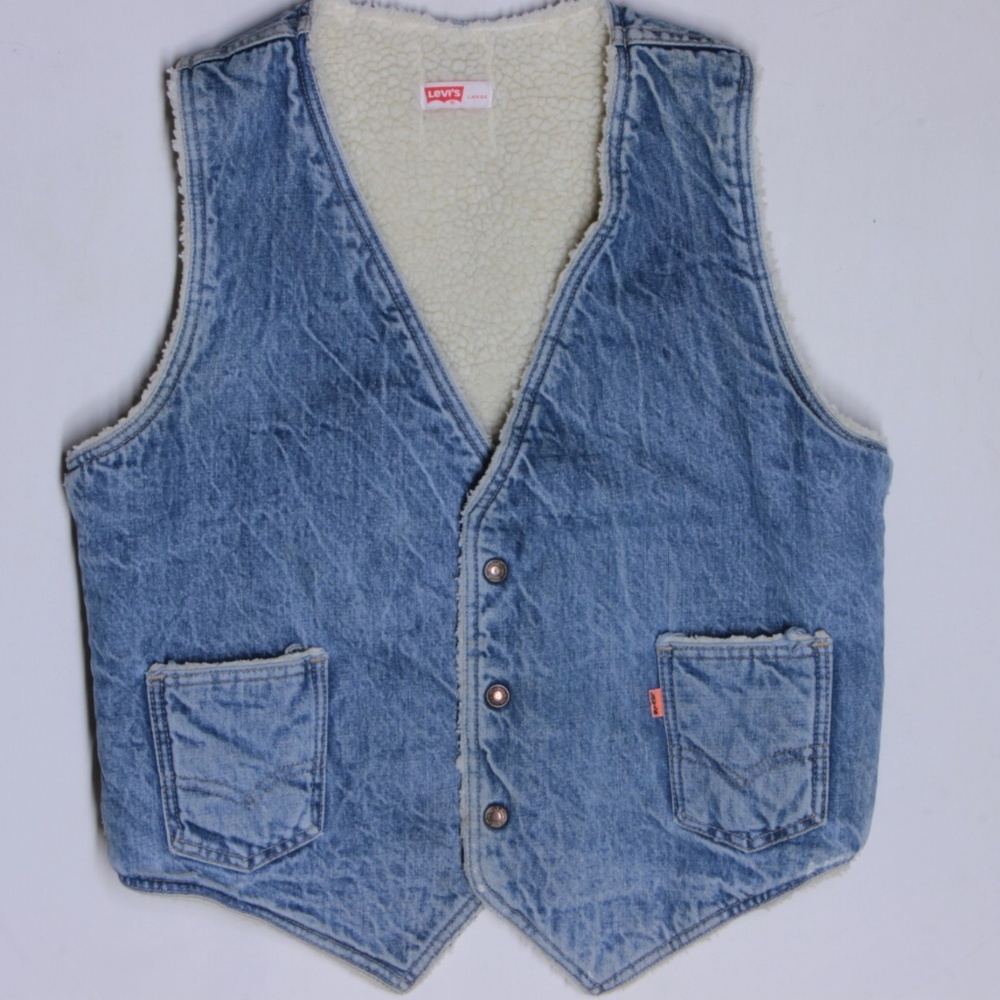 Vintage Levis Sherpa Fleece Lined Denim Jean Vest